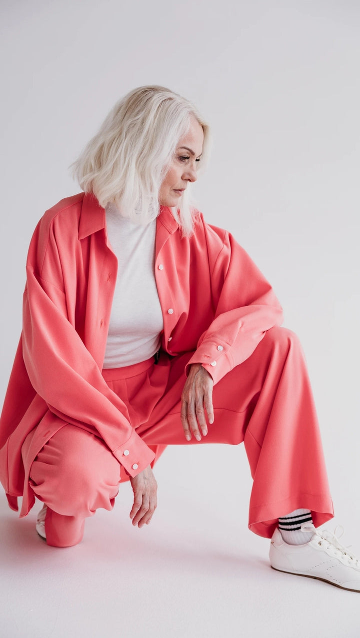 Double pleat trousers Coral