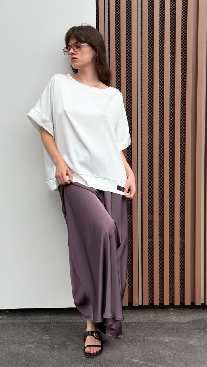 Silk Satin Top White
