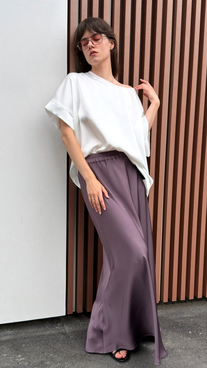 Silk Satin Top White