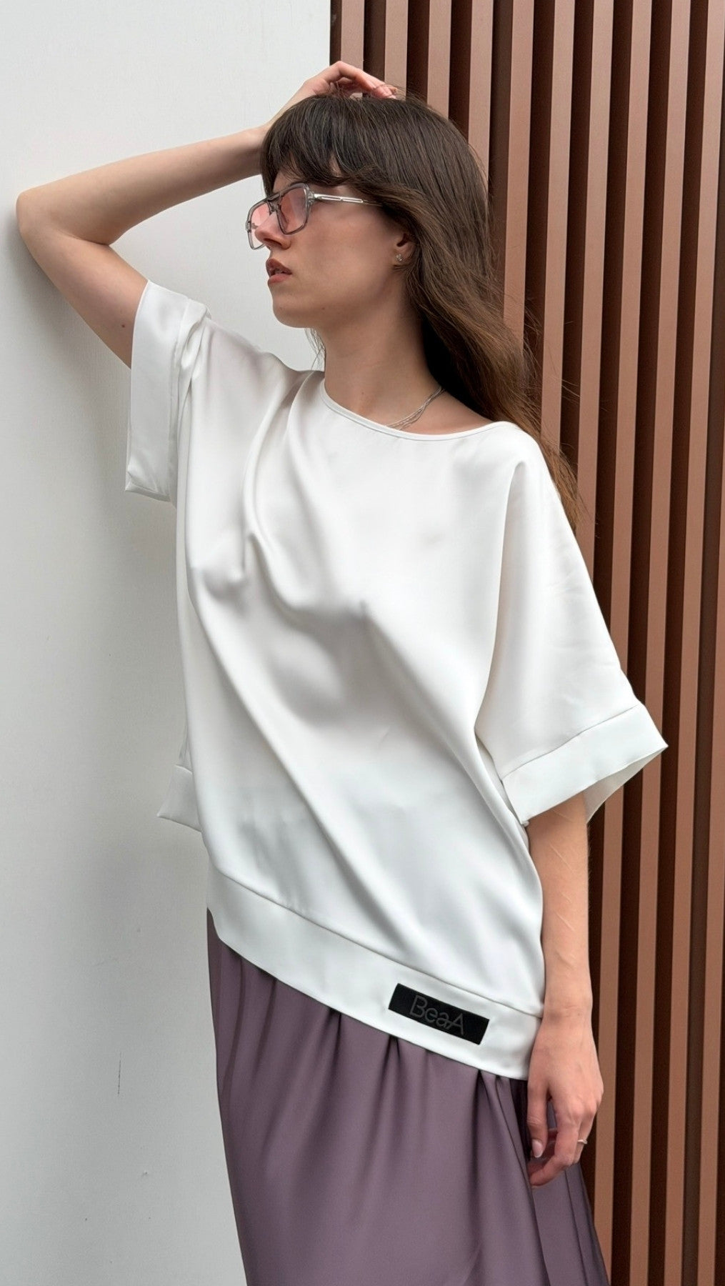 Silk Satin Top White