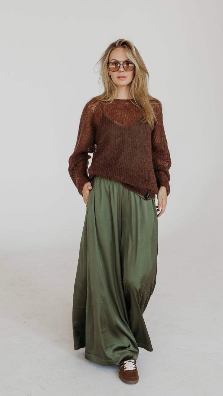 Light sweater Kidmohair-Merino brown
