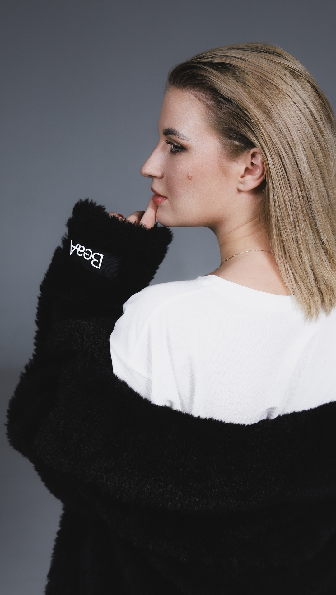 Black Eco-fur coat BeaA - Be At Home with Yourself