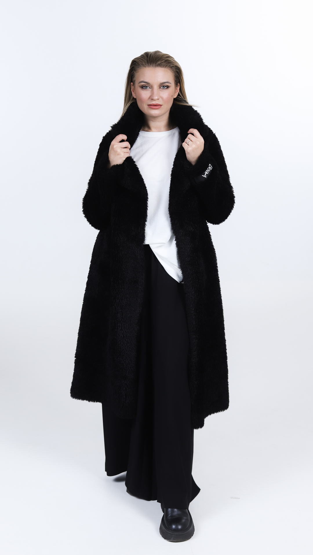 Black Eco-fur coat BeaA - Be At Home with Yourself