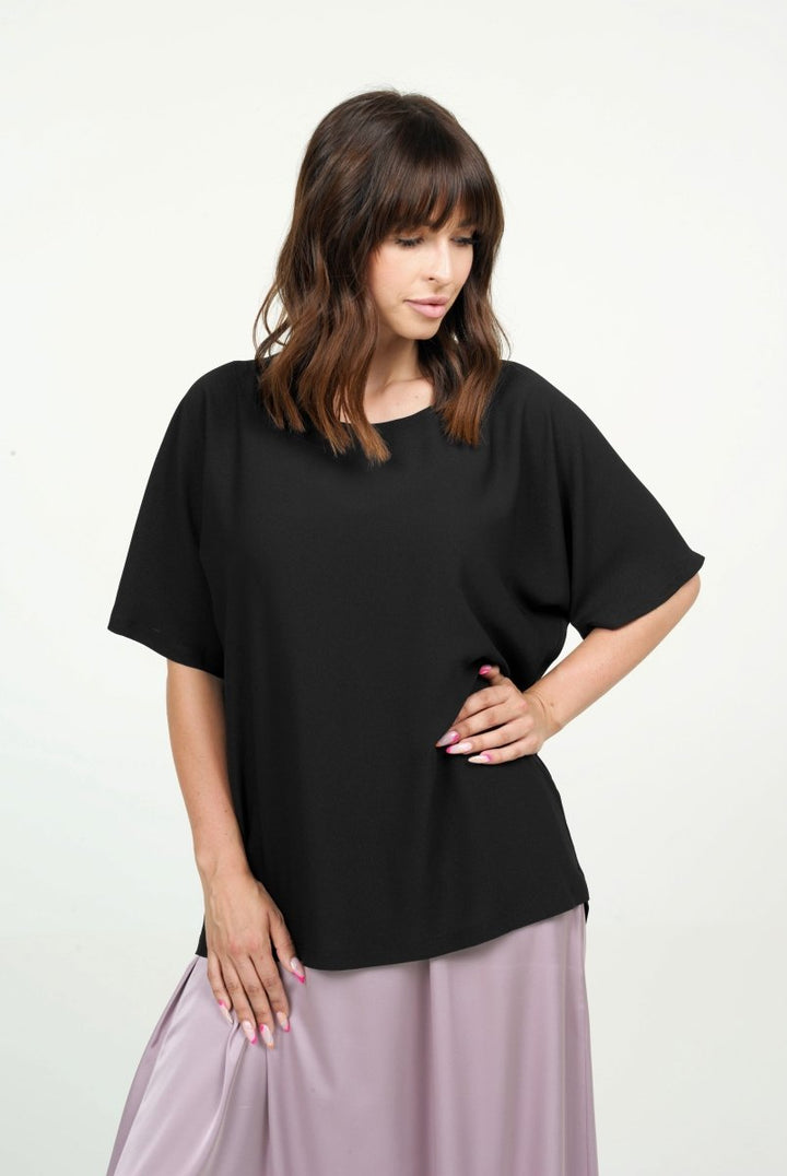 Black short sleeve top BeaA - Be At Home with Yourself