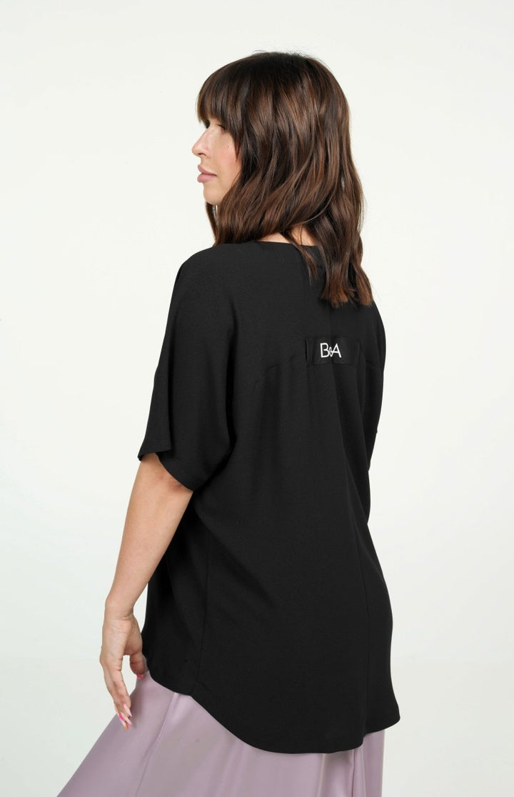 Black short sleeve top BeaA - Be At Home with Yourself