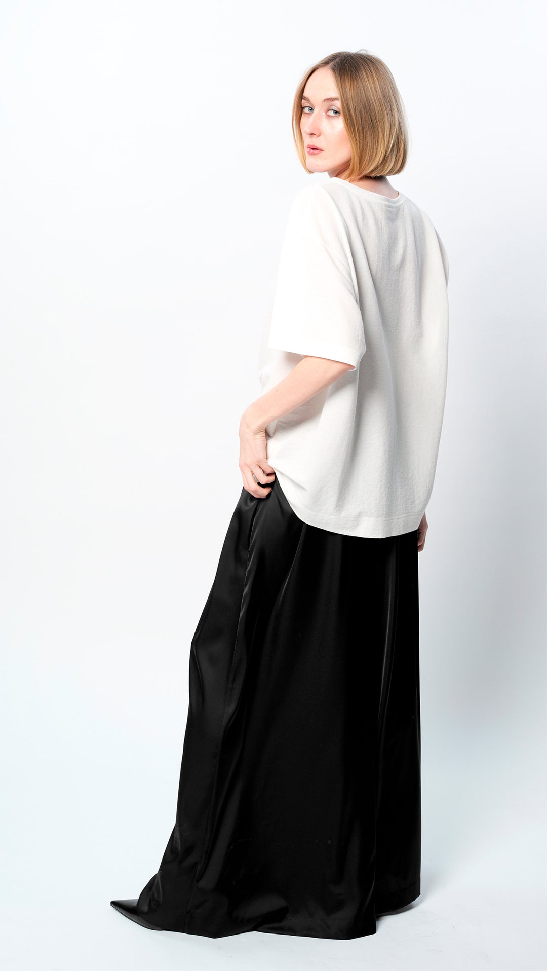 Black Silk Palazzo Trousers