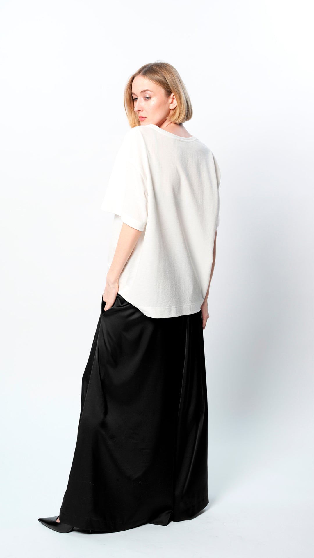 Black Silk Palazzo Trousers