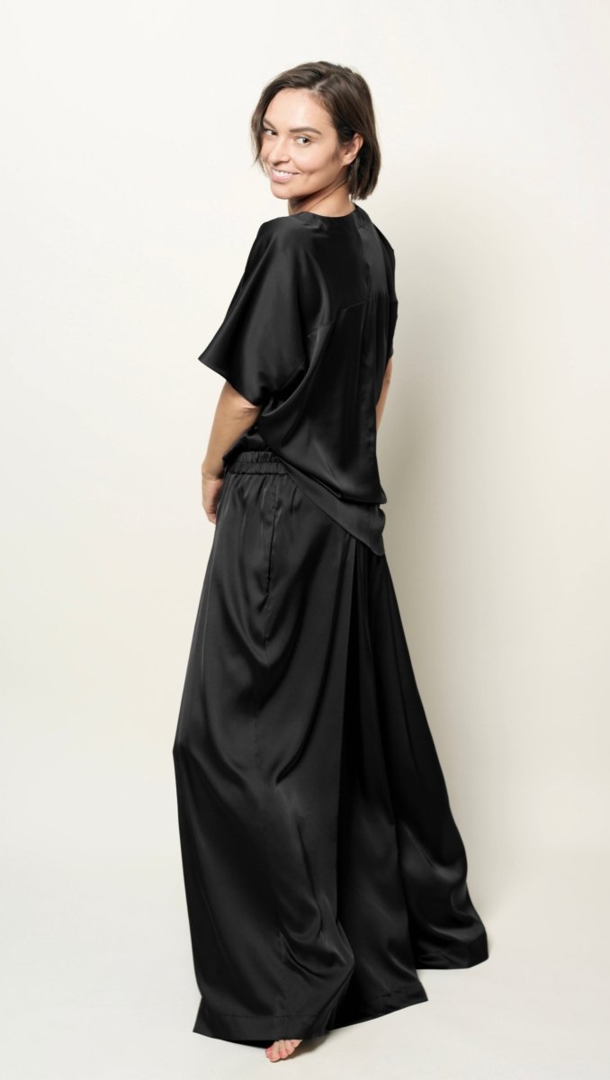 Trousers with pleats Silk Black