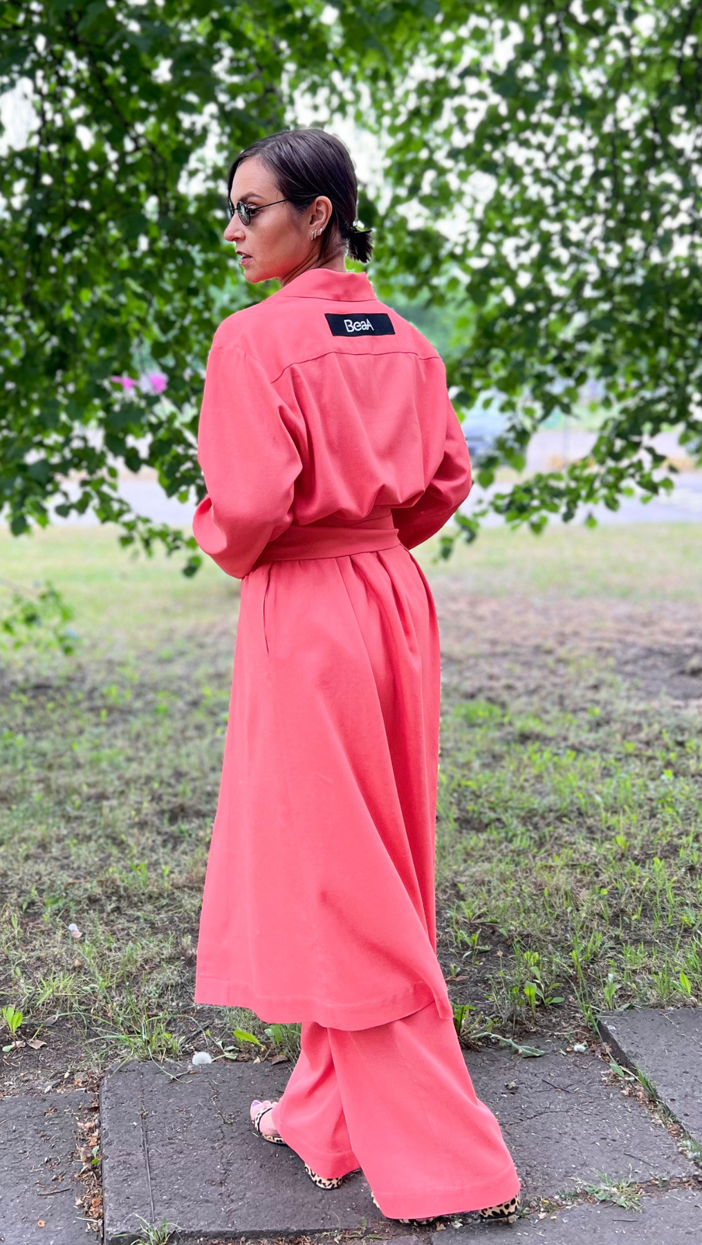 Coral Neon Long shirt set BeaA - Be At Home with Yourself