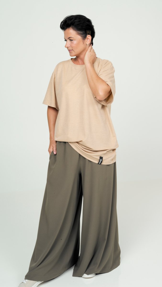 Khaki color trousers BeaA - Be At Home with Yourself