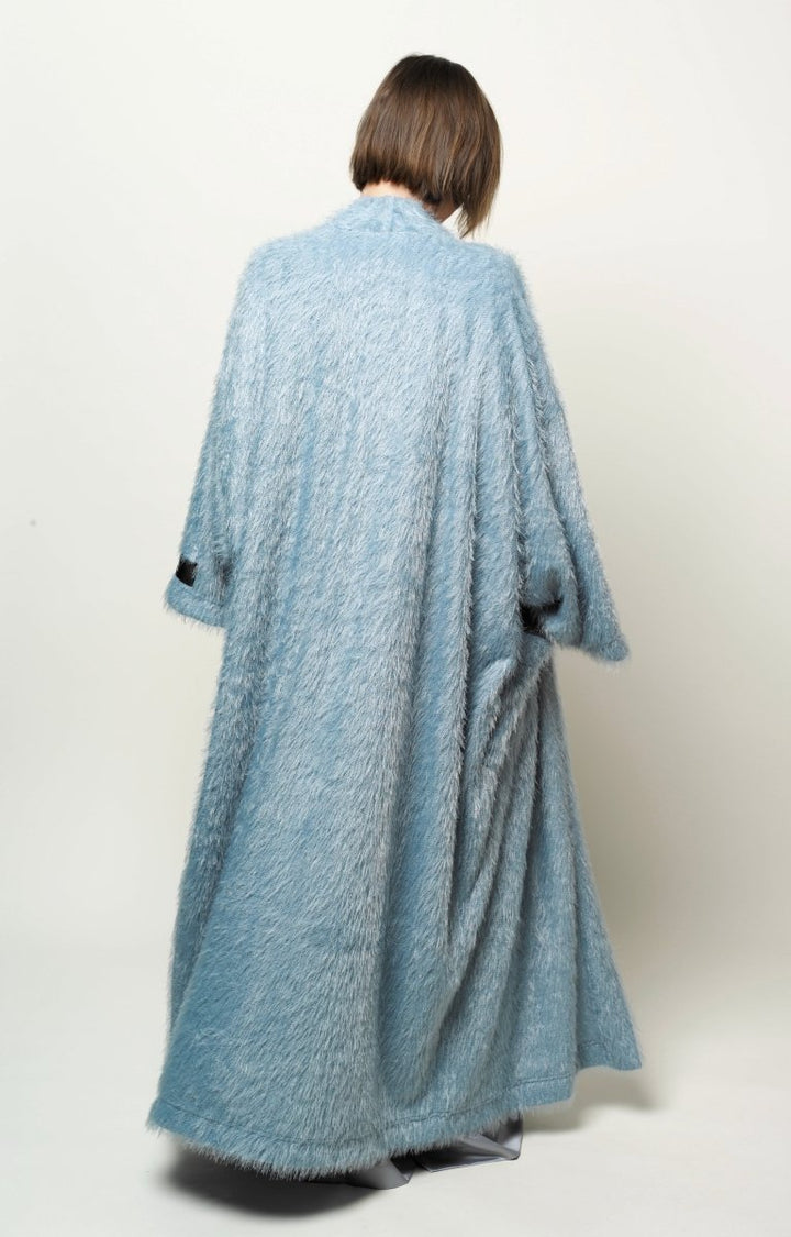 Maxi cardigan in Blue-gray color BeaA - Be At Home with Yourself