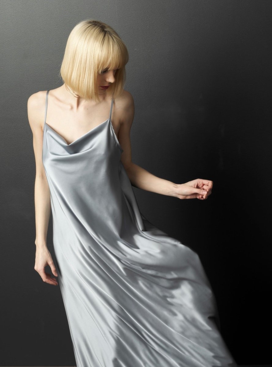 Metallic blue long dress BeaA - Be At Home with Yourself