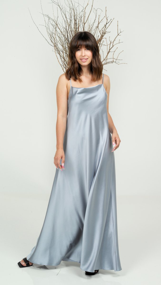 Metallic blue long dress BeaA - Be At Home with Yourself
