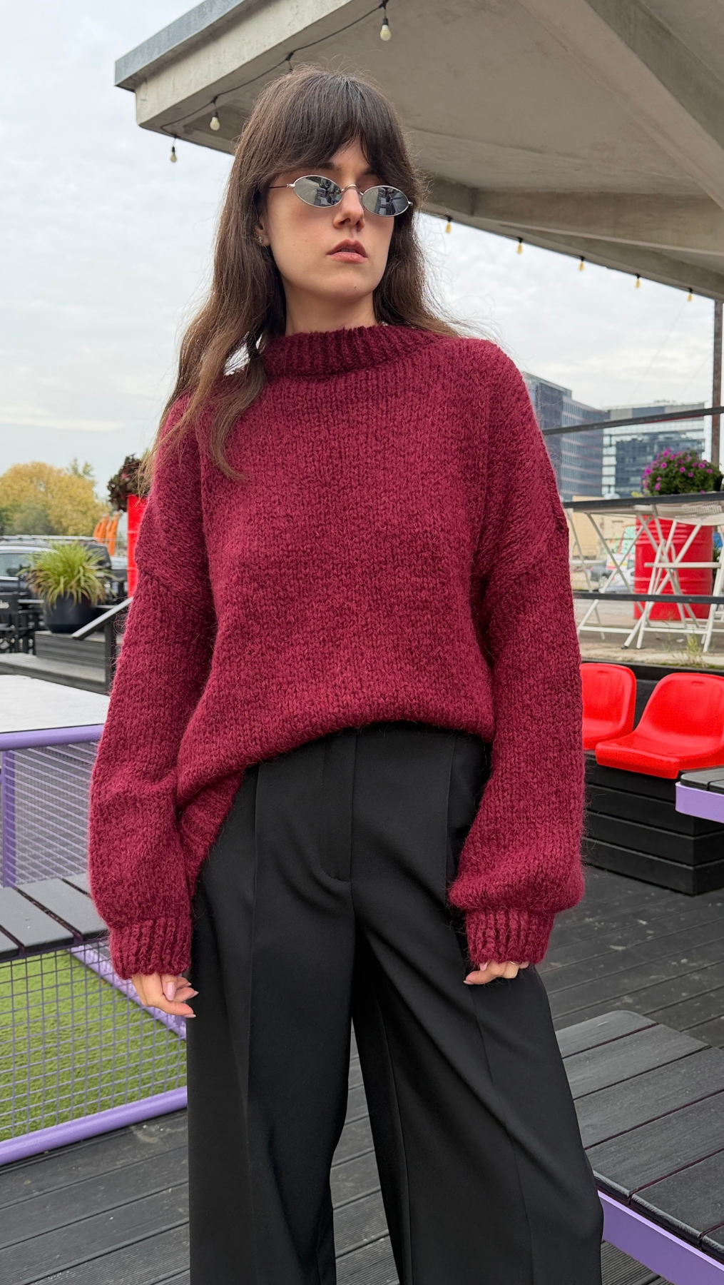 Свитер свободного кроя Dark red