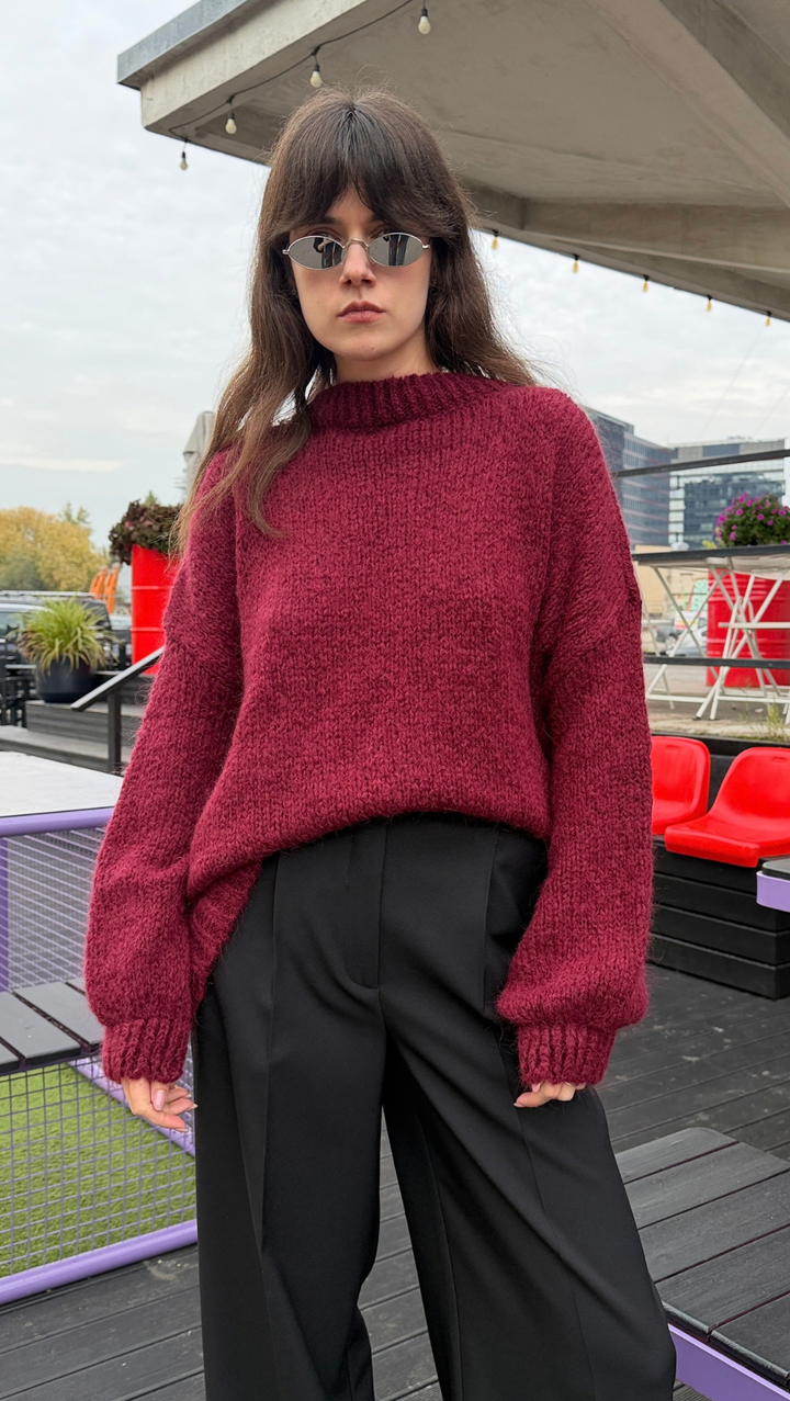 Свитер свободного кроя Dark red
