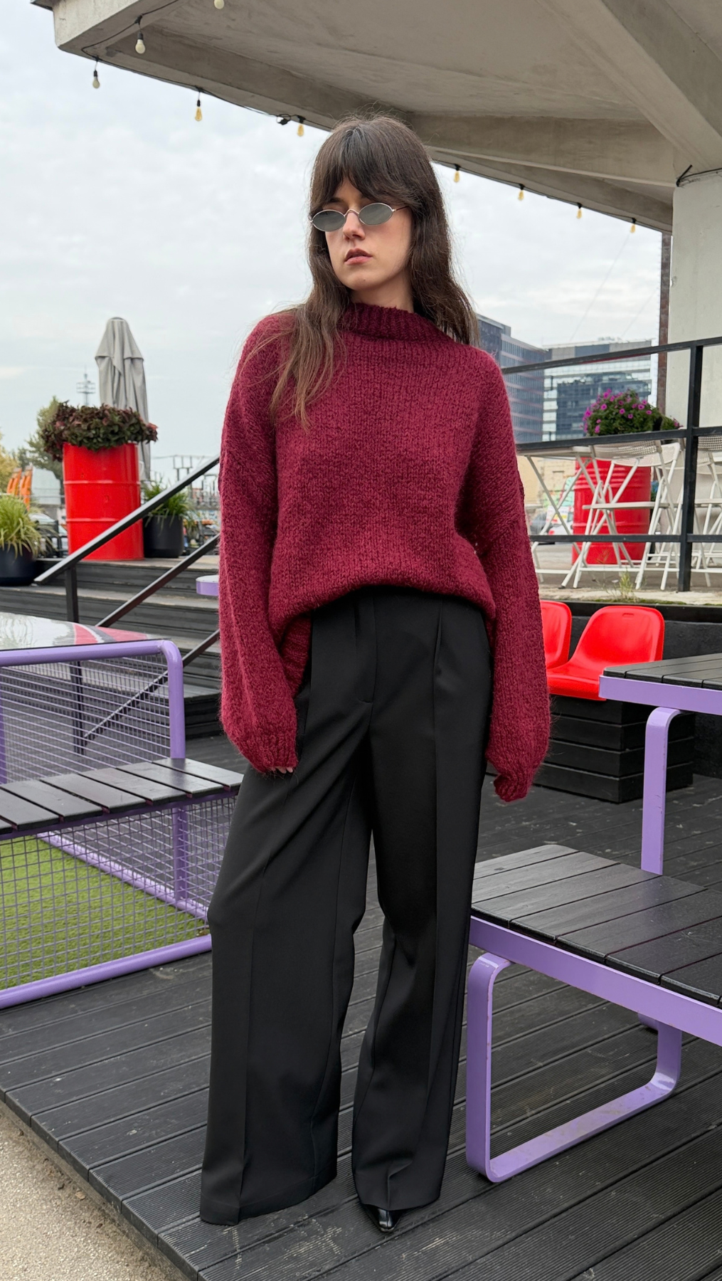 Свитер свободного кроя Dark red