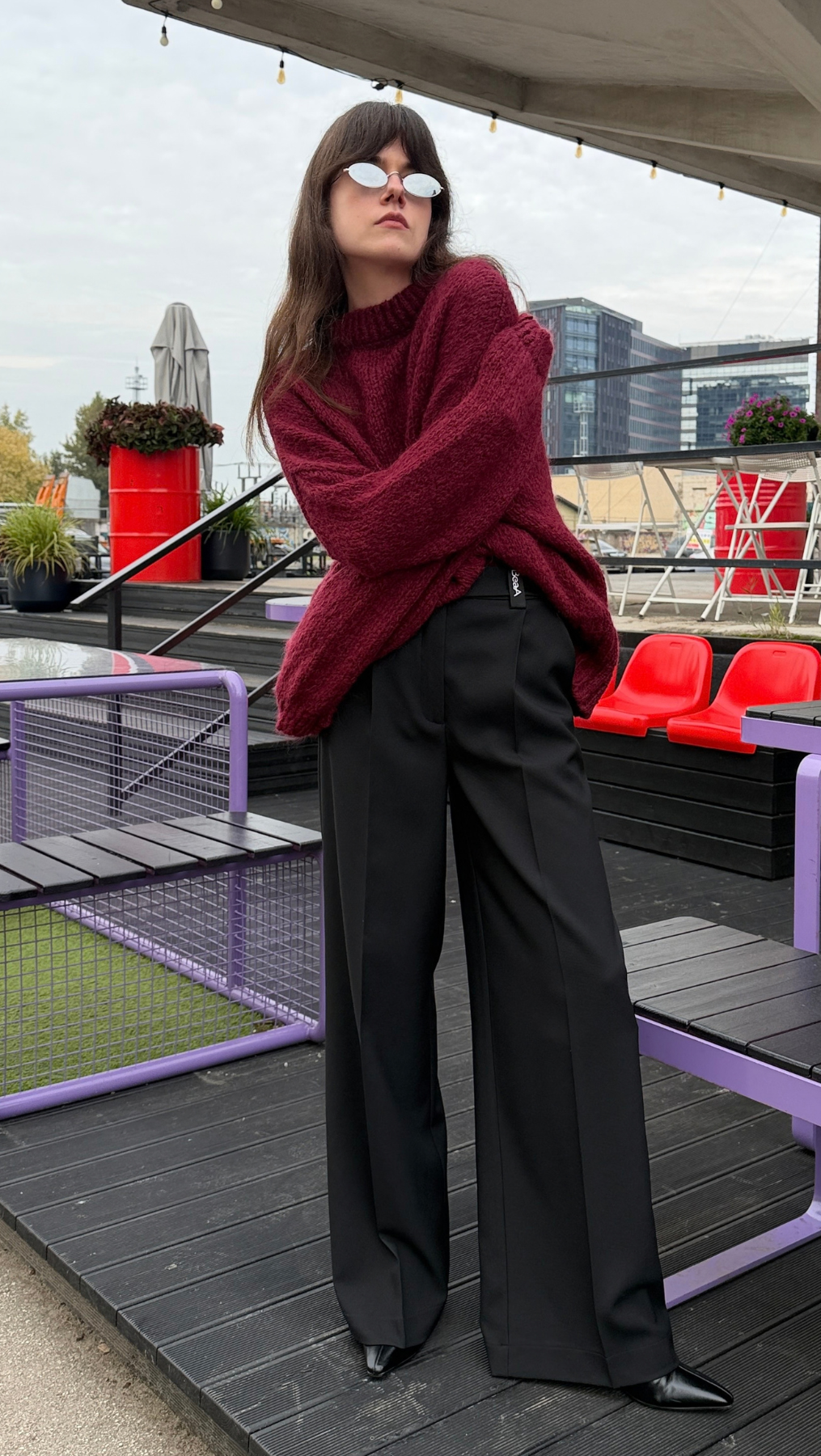 Свитер свободного кроя Dark red