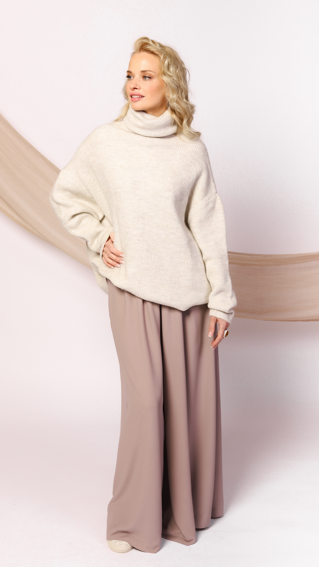 Oversized turtleneck sweater "Platinum" BeaA - Be At Home with Yourself