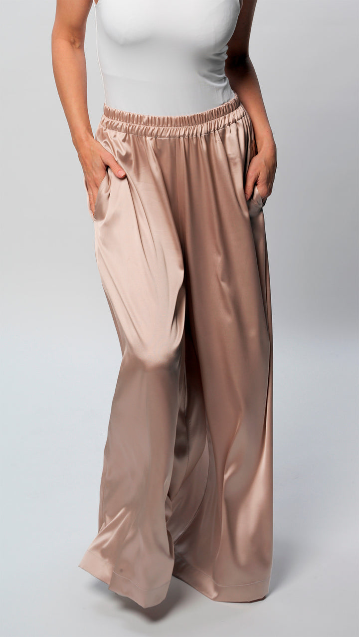 Palazzo Trousers Silk Champagne