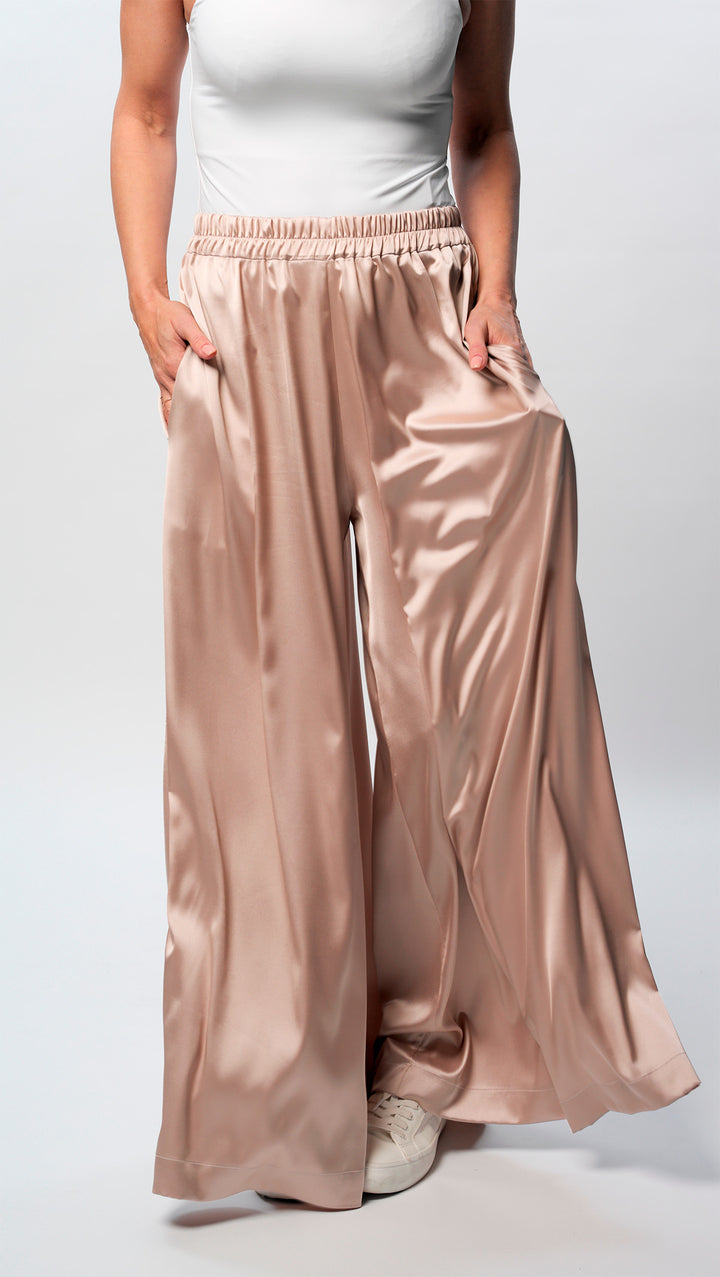 Palazzo Trousers Silk Champagne