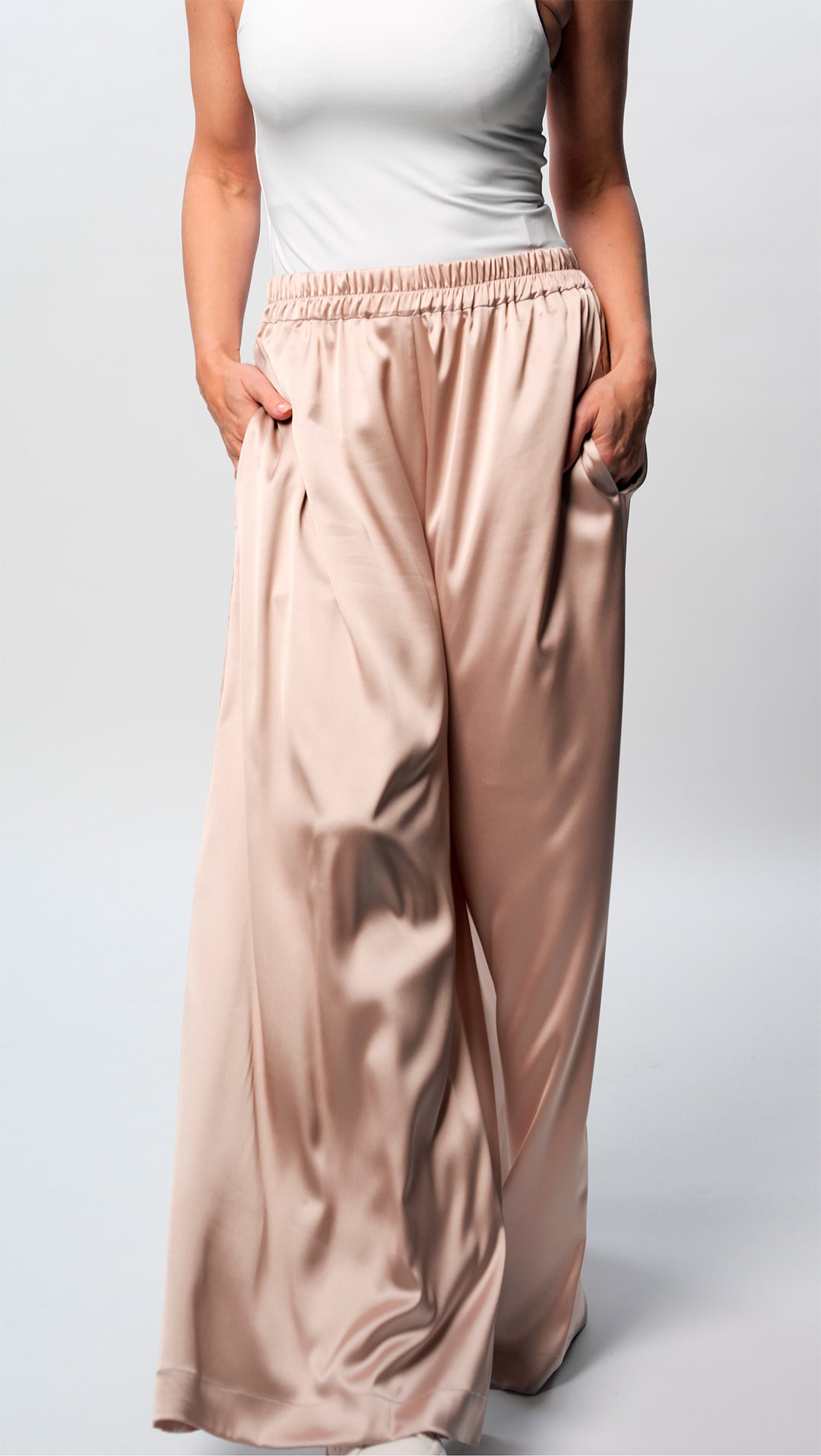 Palazzo Trousers Silk Champagne