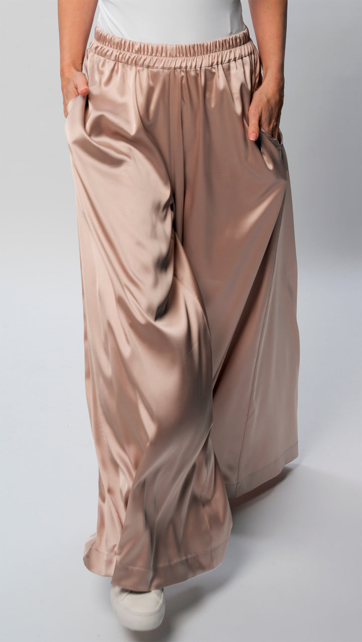 Palazzo Trousers Silk Champagne