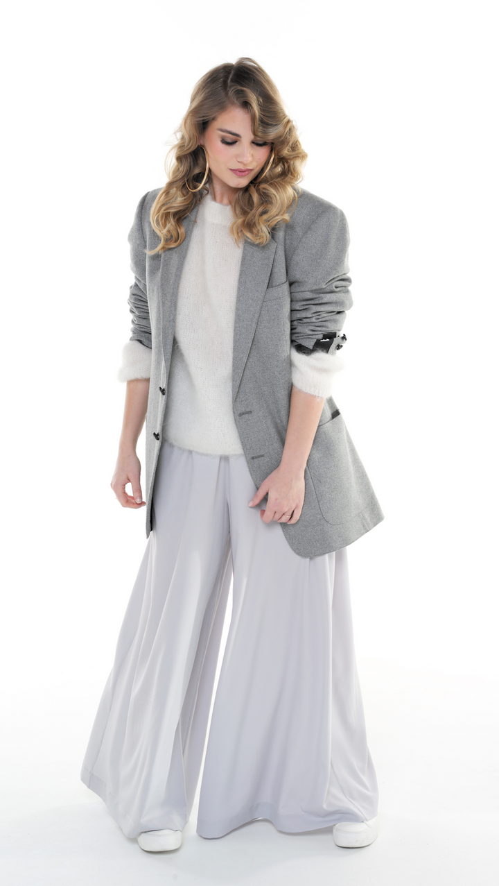 Palazzo Trousers Light Gray BeaA - Be At Home with Yourself