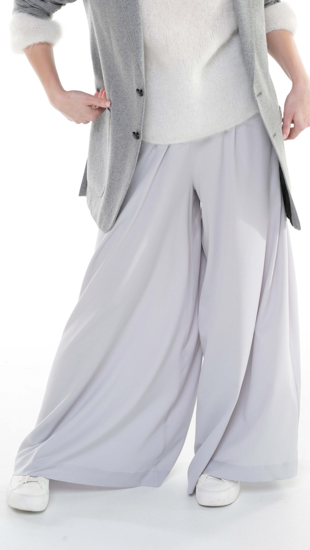 Palazzo Trousers Light Gray