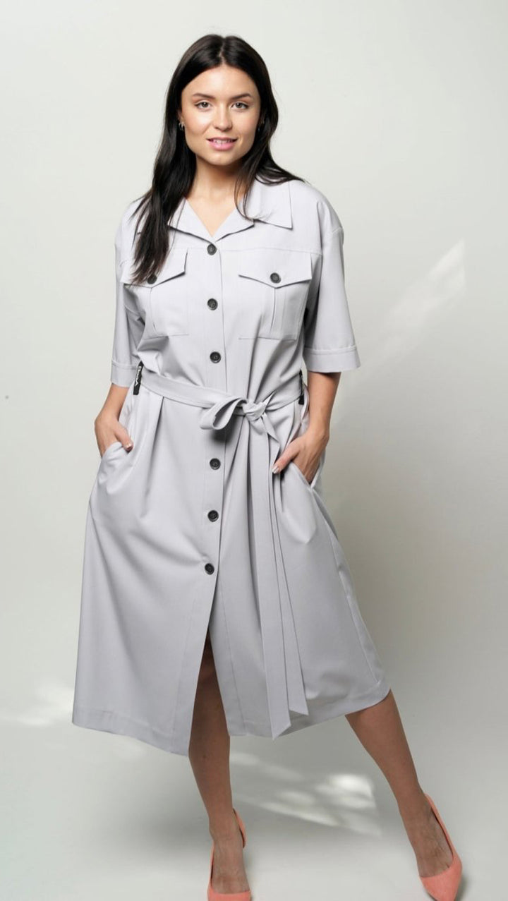 Light gray Midi Shirt Safari dress