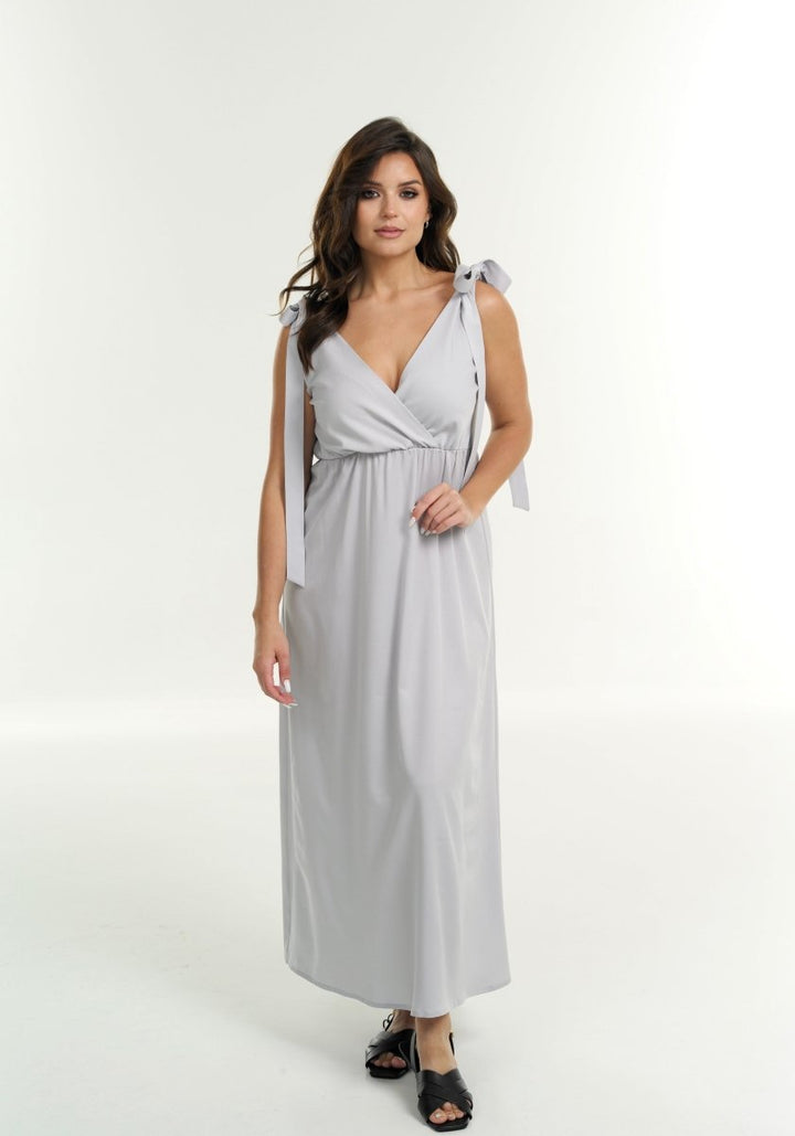 Shoulder tie dress in Platinum color BeaA - Be At Home with Yourself