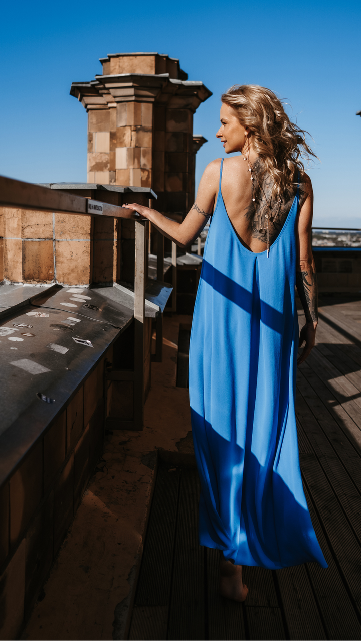 Open-back maxi dress Cornflower Blue