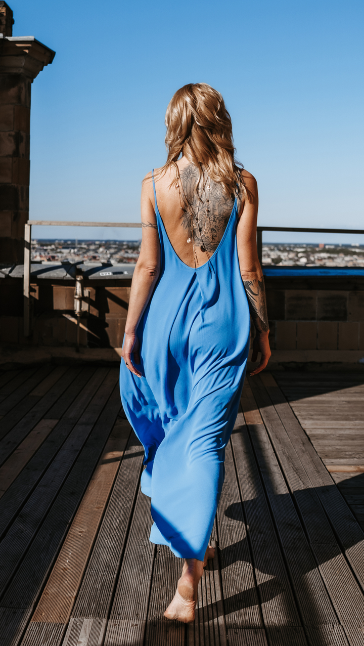 Open-back maxi dress Cornflower Blue