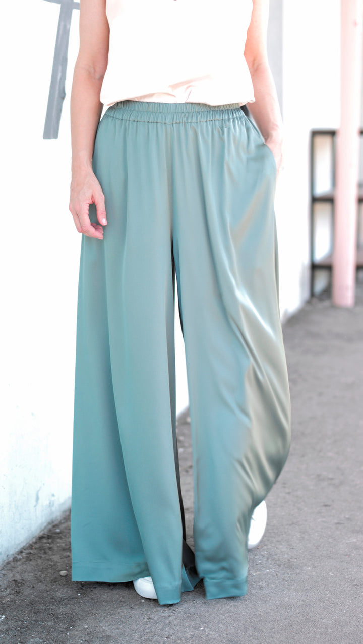 Basil Silk Palazzo Trousers