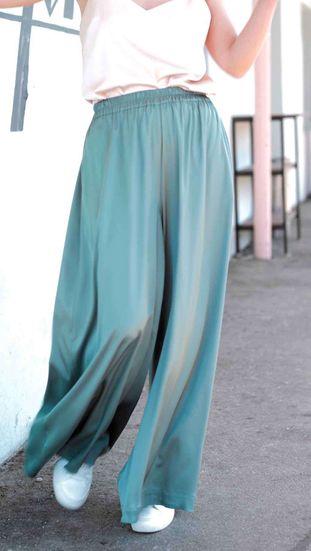 Basil Silk Palazzo Trousers