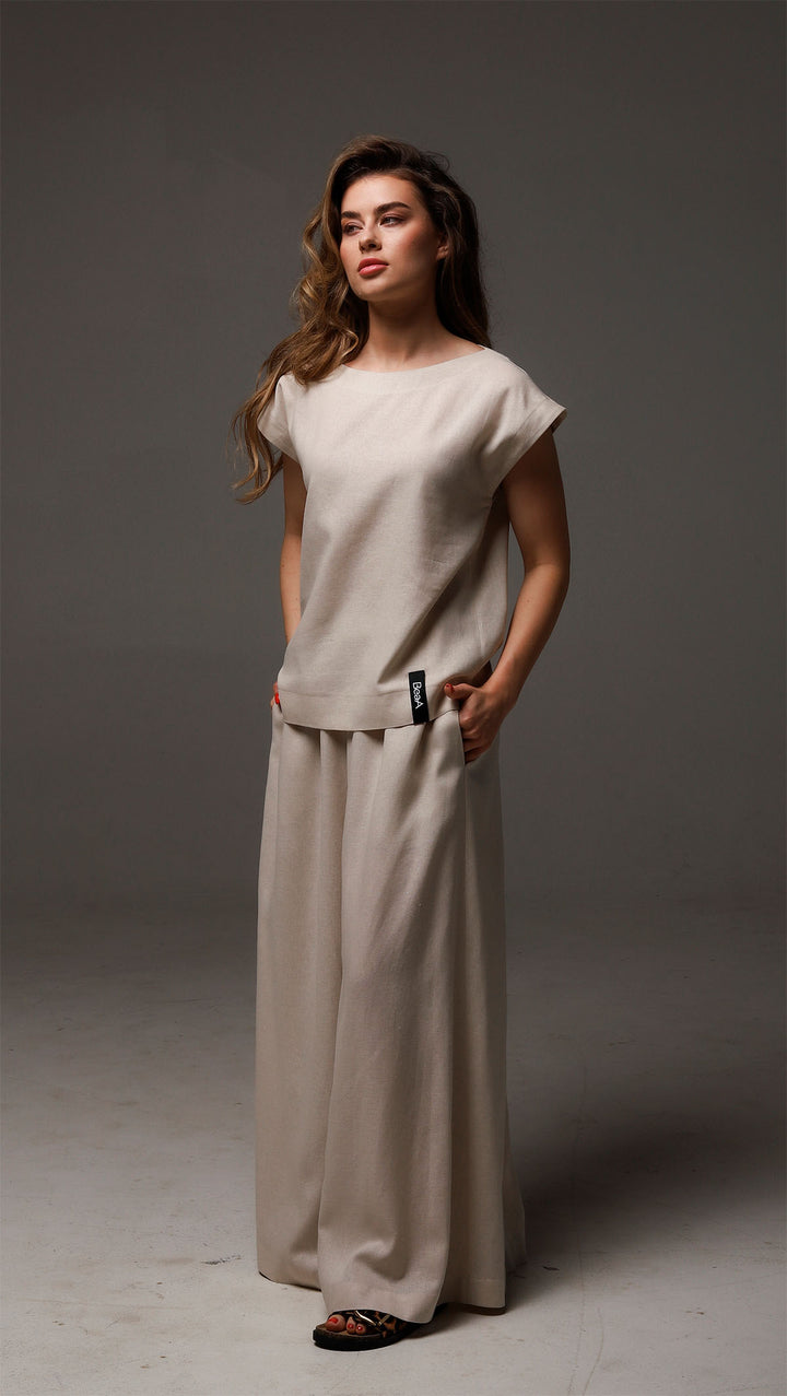 Palazzo trousers Linen Sand