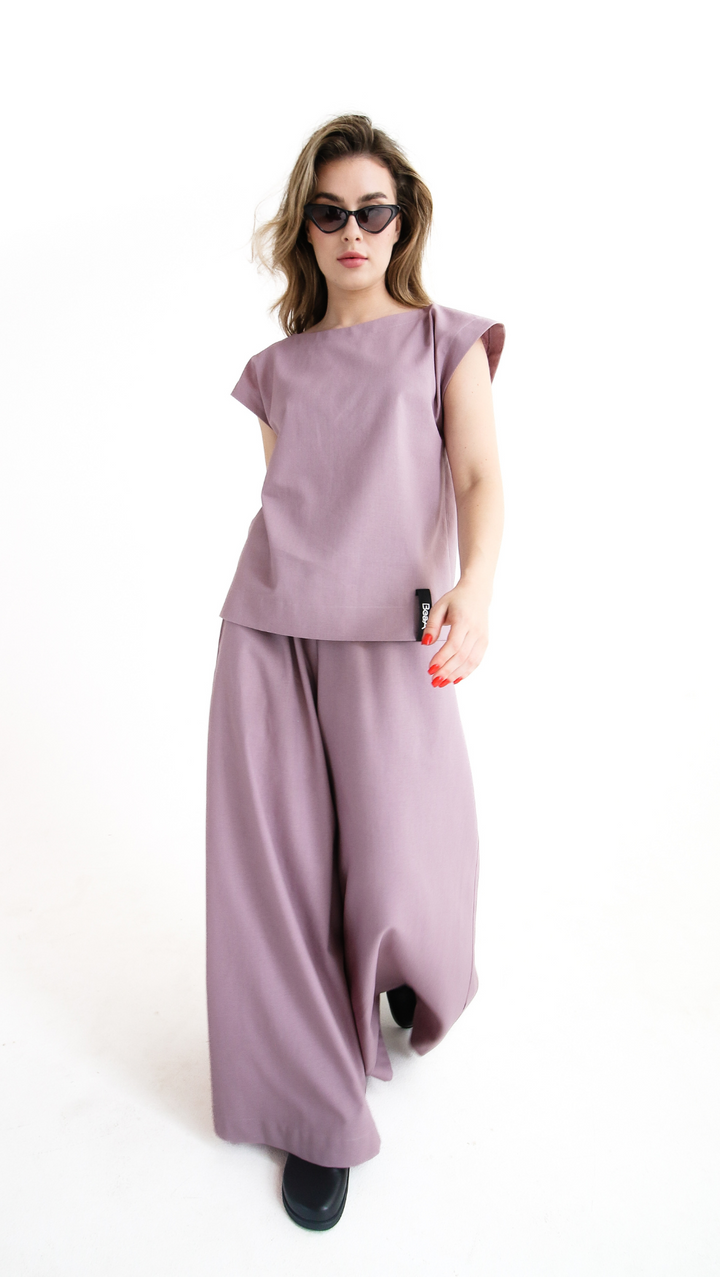 Palazzo trousers Linen Lavender