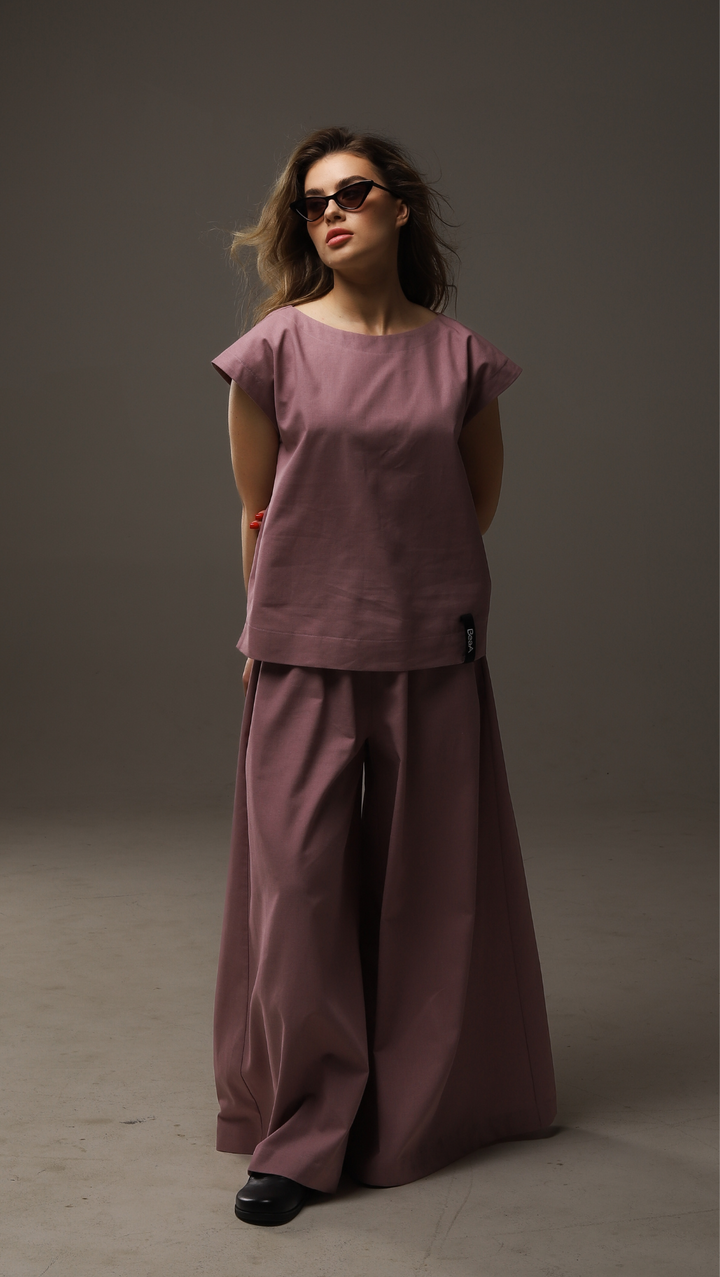 Palazzo trousers Linen Lavender