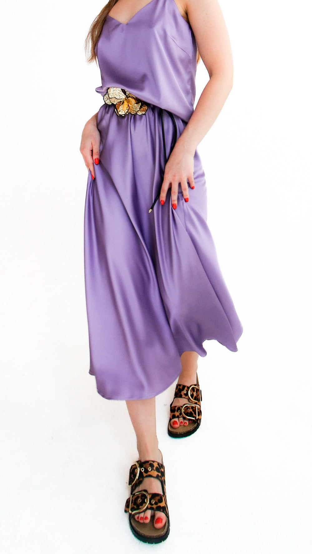 Lilac Silk Midi Skirt