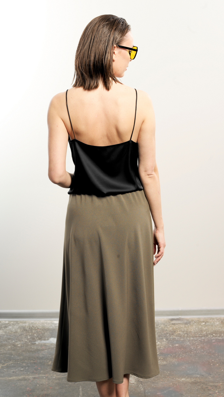 Black silk top with tiny straps