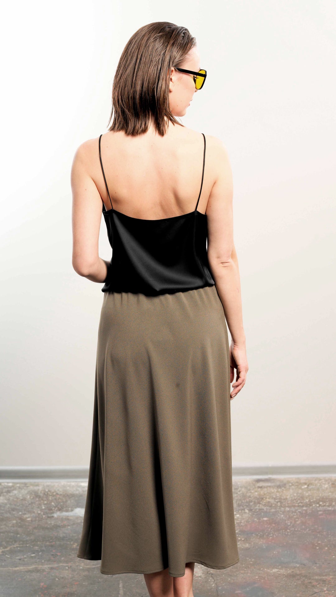 Top with tiny straps Silk Black