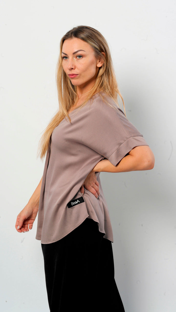 V-Neck top Pastel Brown