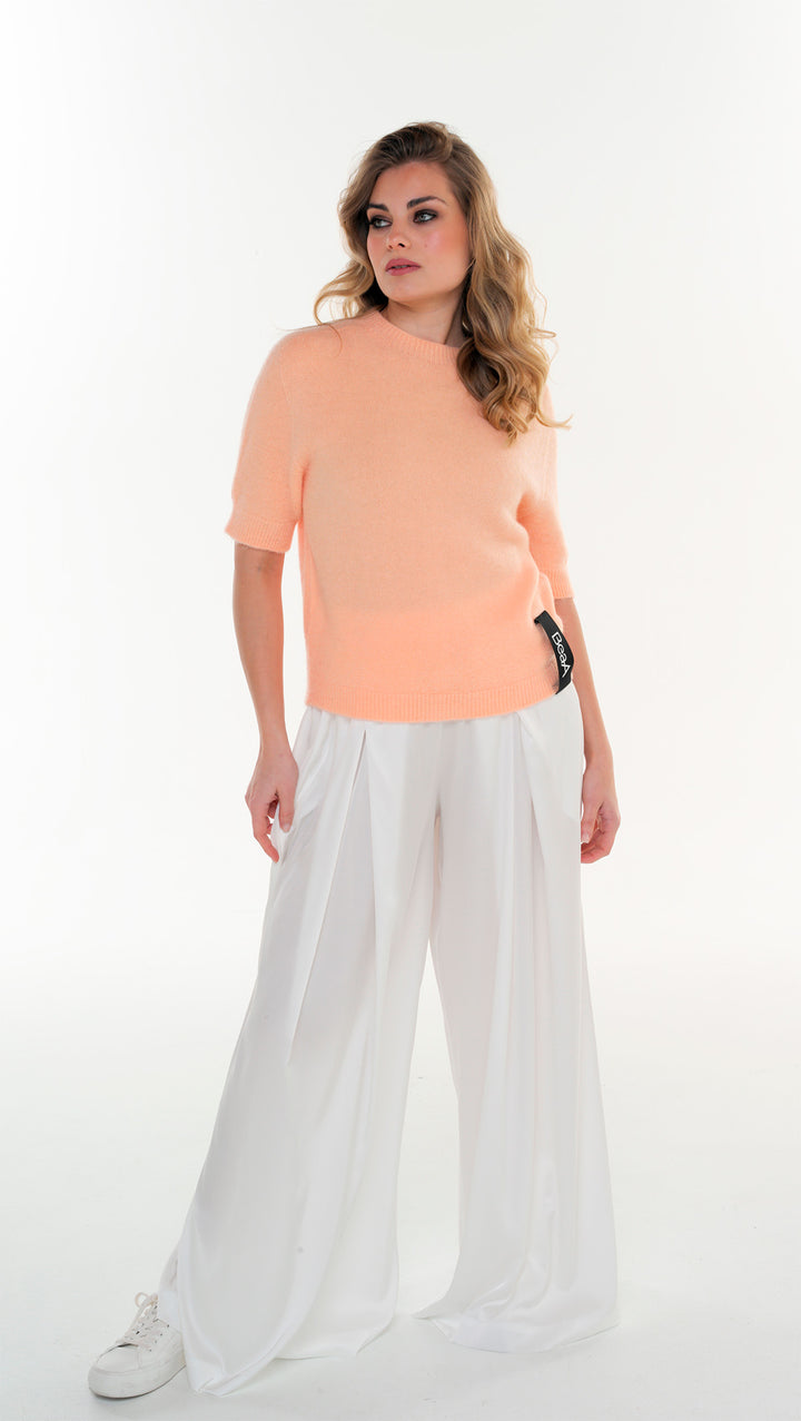 Trousers with pleats Silk White