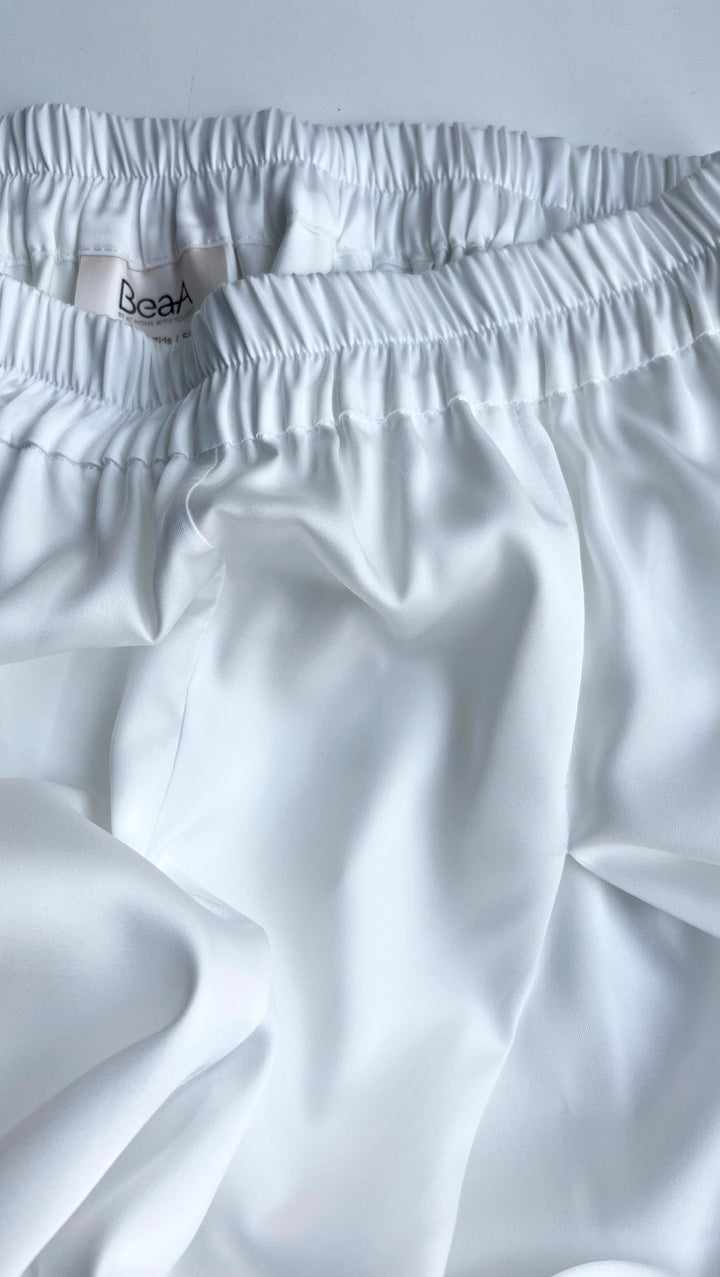 Trousers with pleats Silk White