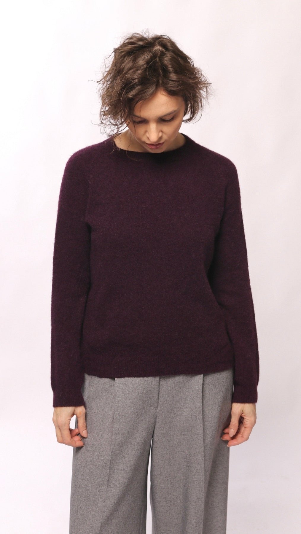 Alpaca and viscose sweater Dark Purple - BeaA - Be At Home with Yourself - sweater
