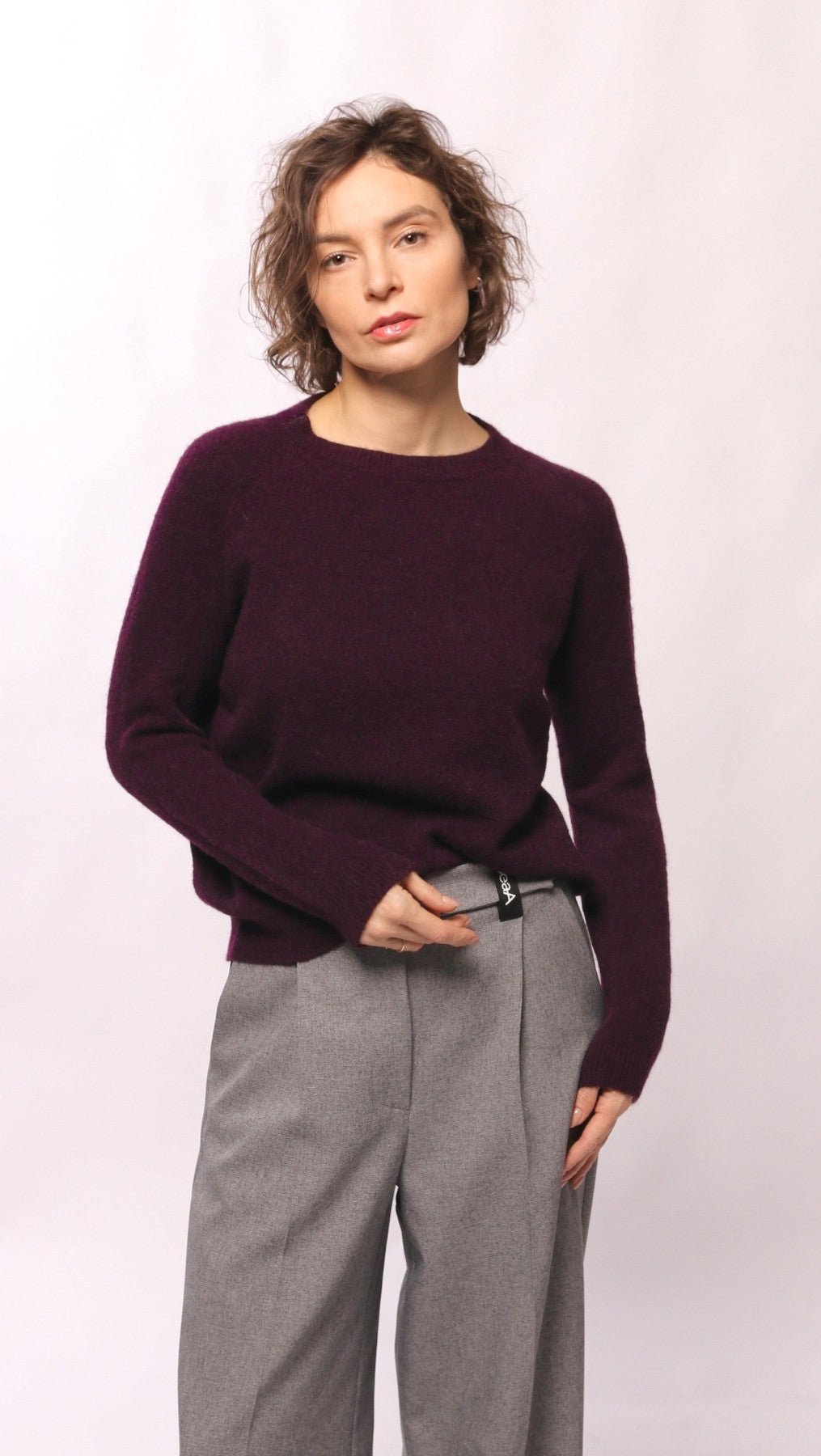 Alpaca and viscose sweater Dark Purple - BeaA - Be At Home with Yourself - sweater