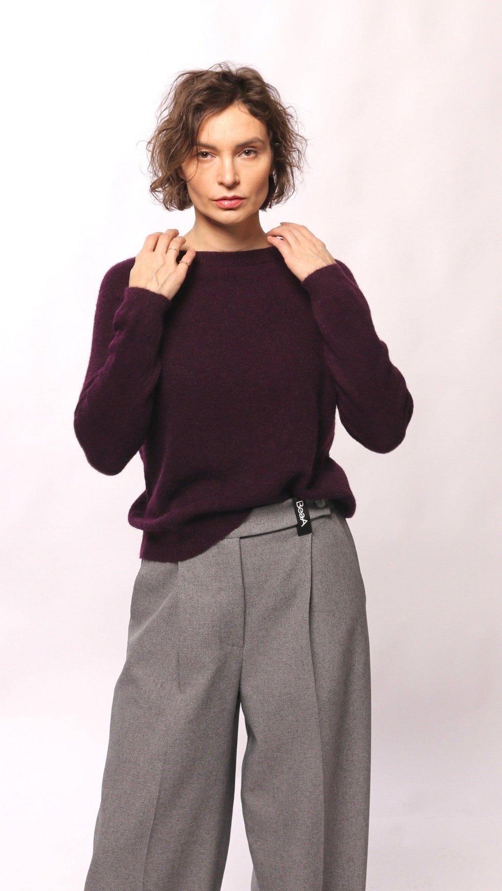 Alpaca and viscose sweater Dark Purple - BeaA - Be At Home with Yourself - sweater