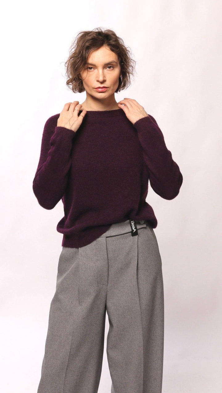 Alpaca and viscose sweater Dark Purple - BeaA - Be At Home with Yourself - sweater