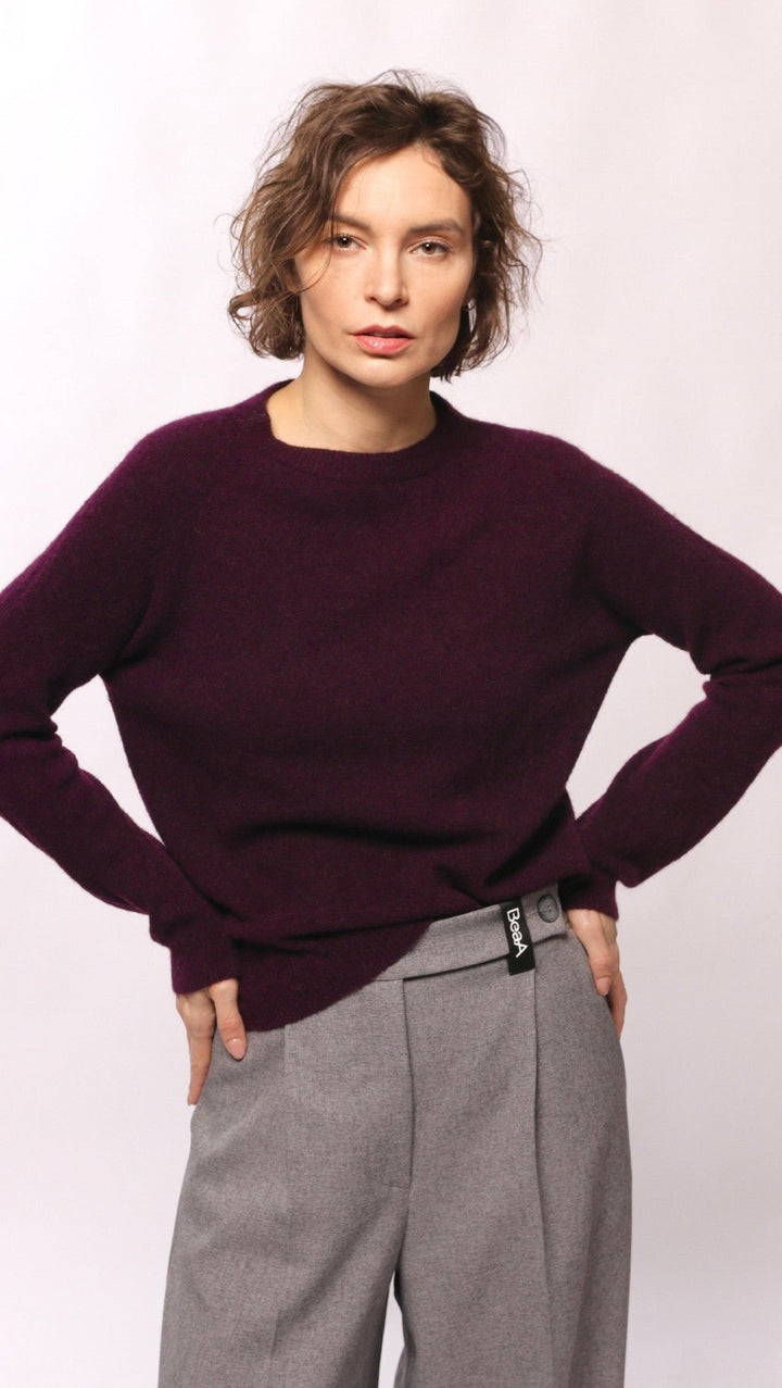 Alpaca and viscose sweater Dark Purple - BeaA - Be At Home with Yourself - sweater