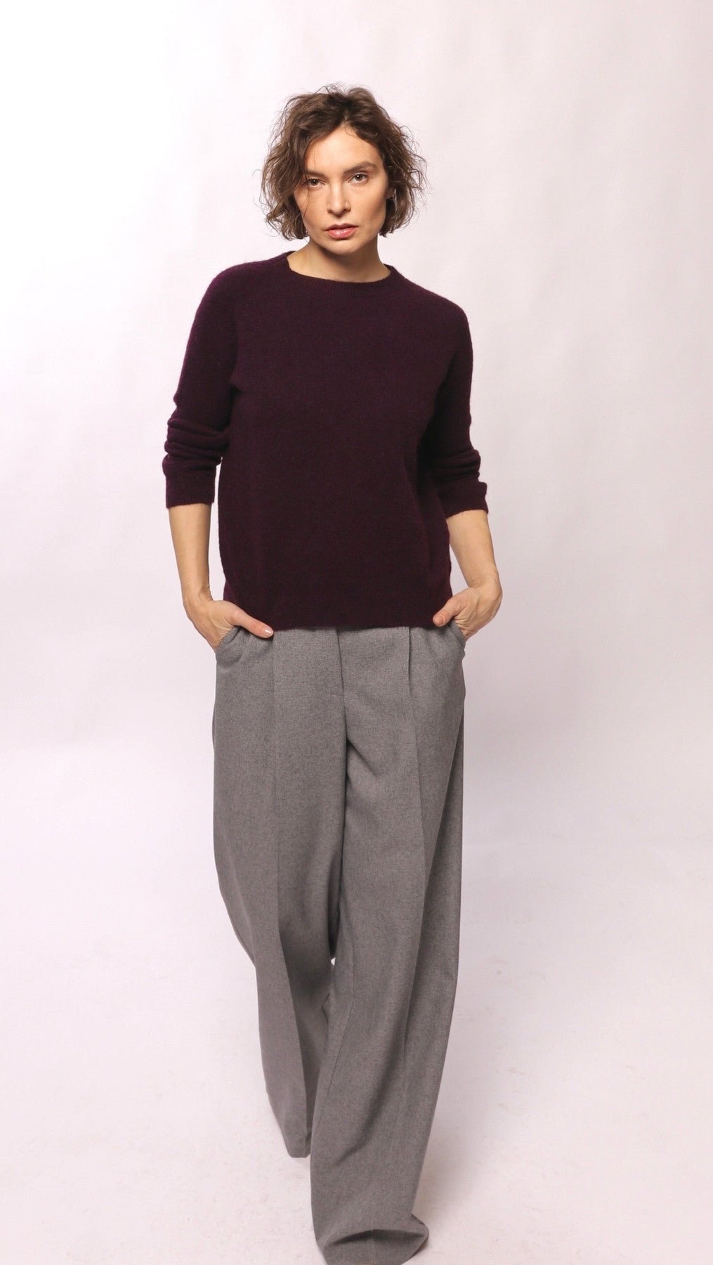 Alpaca and viscose sweater Dark Purple - BeaA - Be At Home with Yourself - sweater