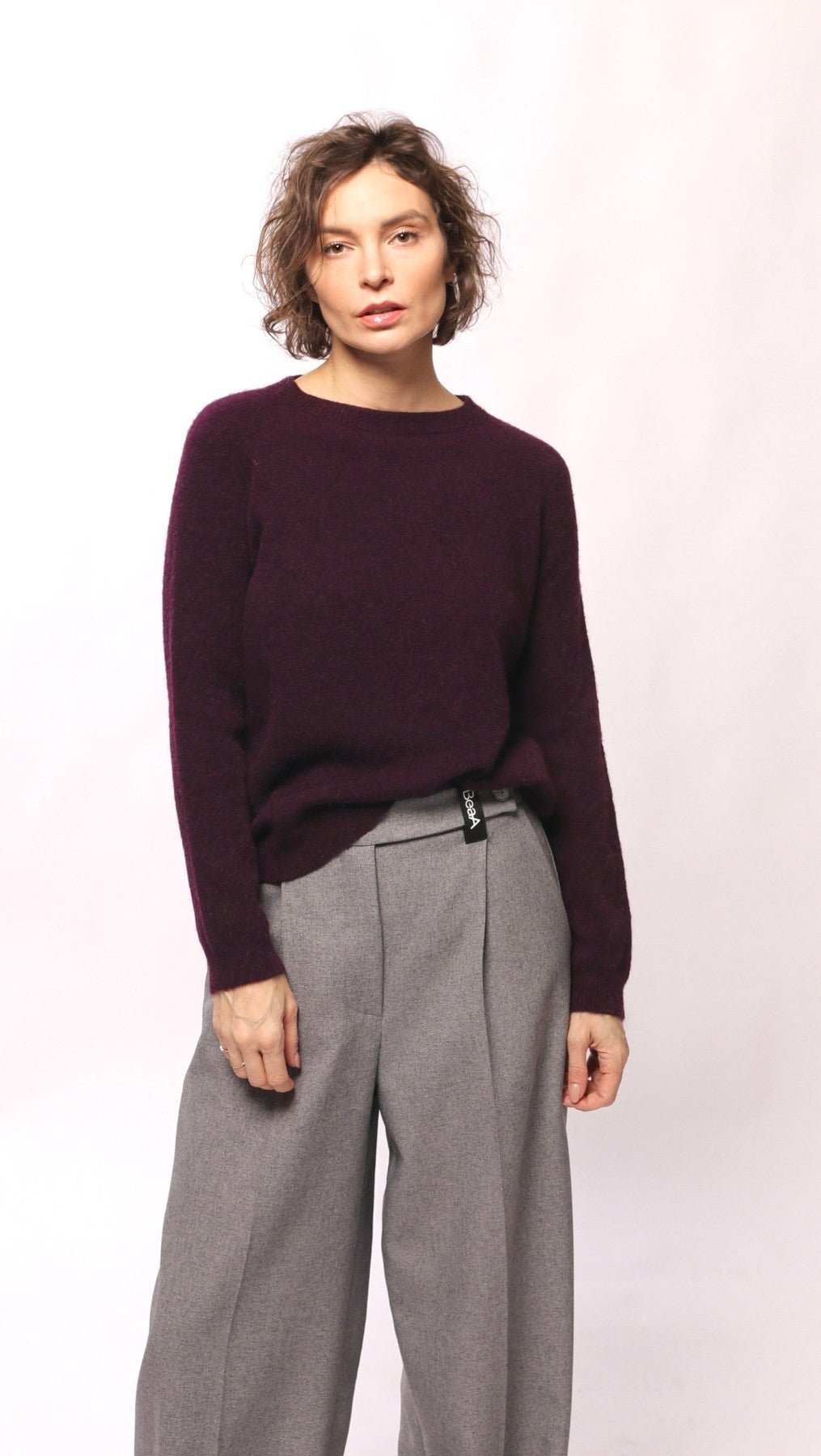 Alpaca and viscose sweater Dark Purple - BeaA - Be At Home with Yourself - sweater